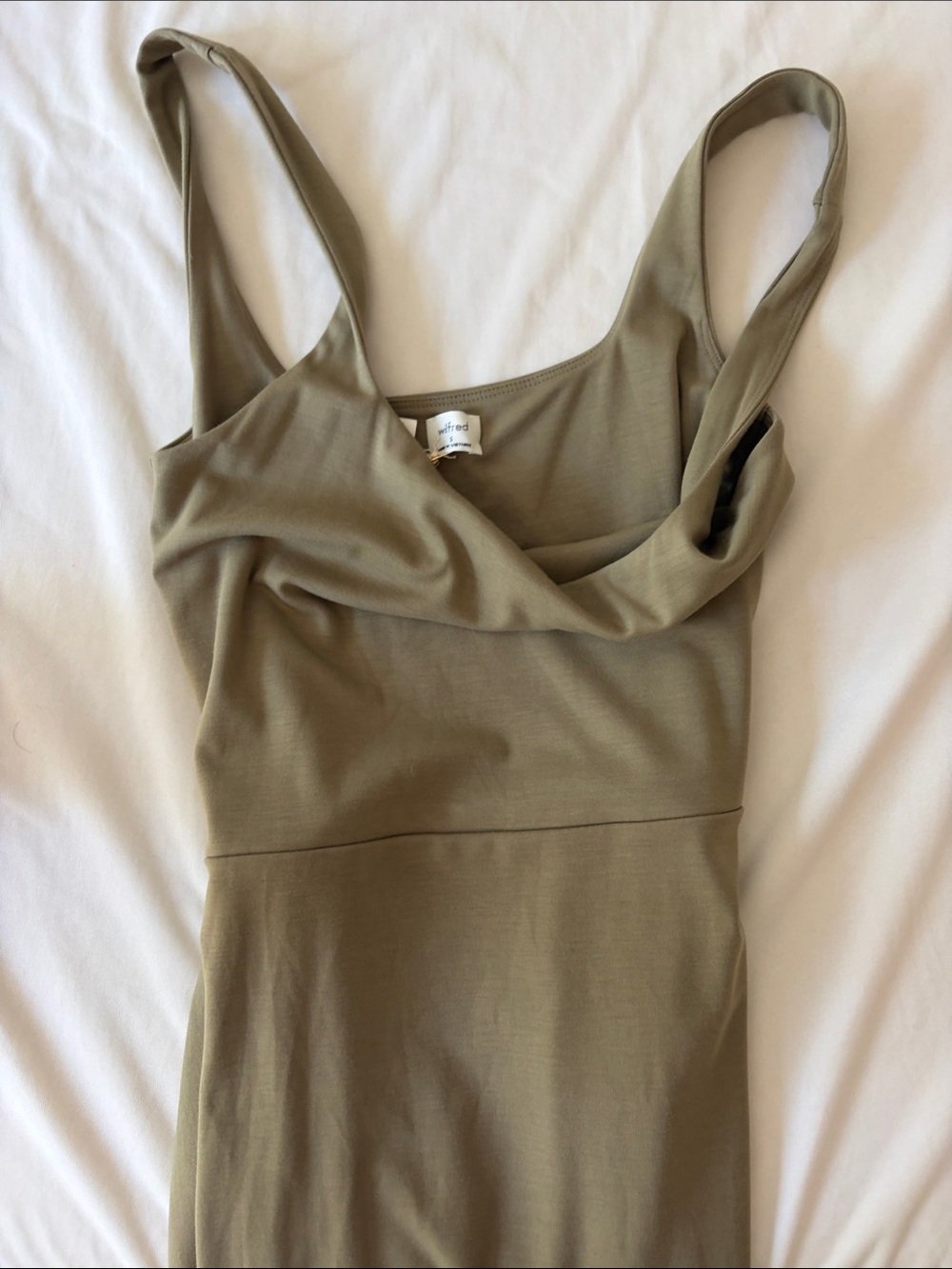 Wilfred Olive Green Draped-Neck Camisole Dress